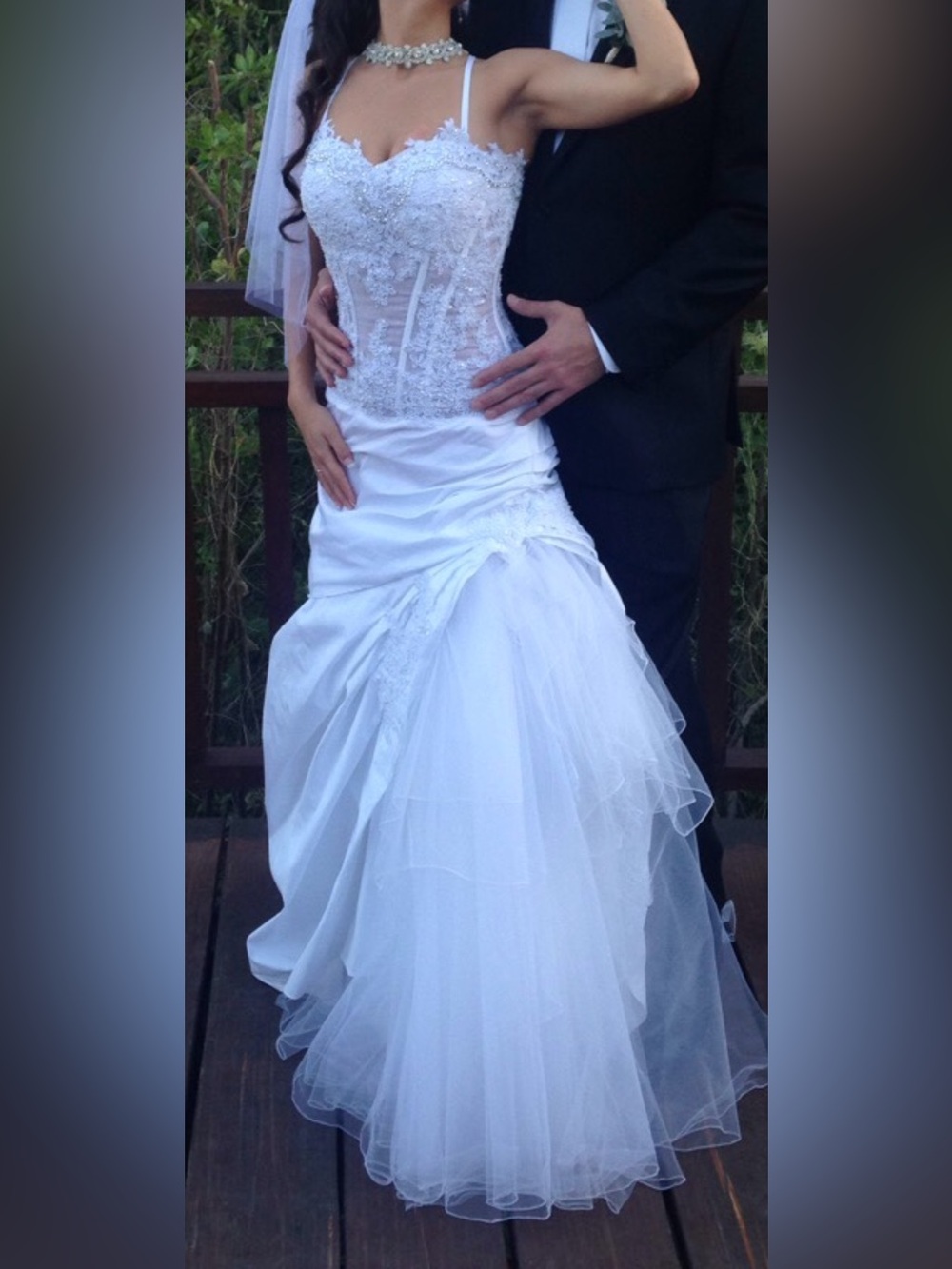 White Lace Bodice Mermaid Wedding Dress